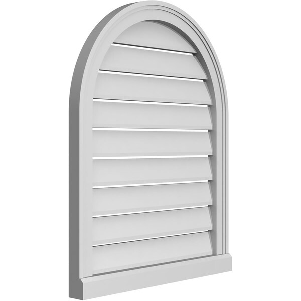 Round Top Surface Mount PVC Gable Vent: Functional, W/ 2W X 2P Brickmould Sill Frame, 24W X 30H